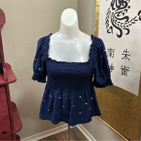 Hill House Home The Jewel Jammie Top in Navy | Sz Large | NWOT - Picture 8 of 12